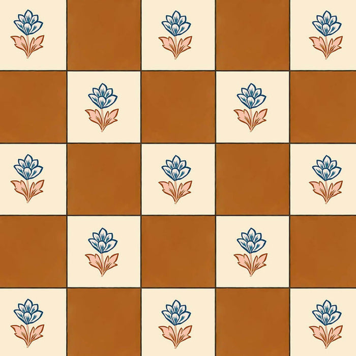 Indian Checks Caramel Wallpaper
