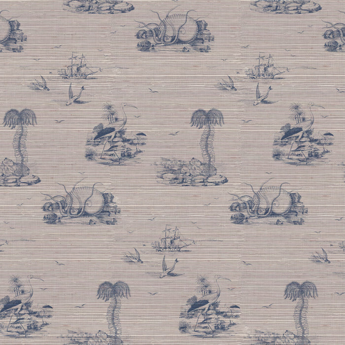 Sea Tales Deep Dive Grasscloth Wallpaper