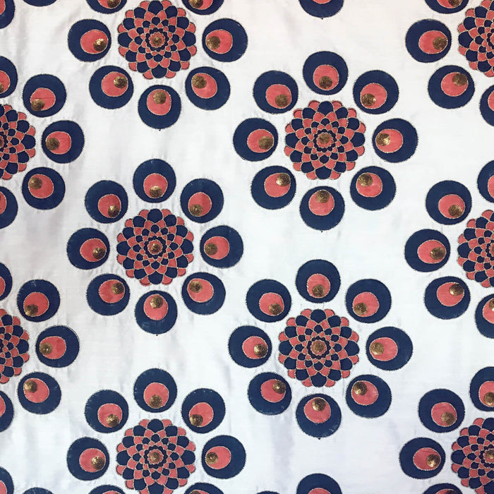 Shabaaz Coral Adras Embroidered Fabric