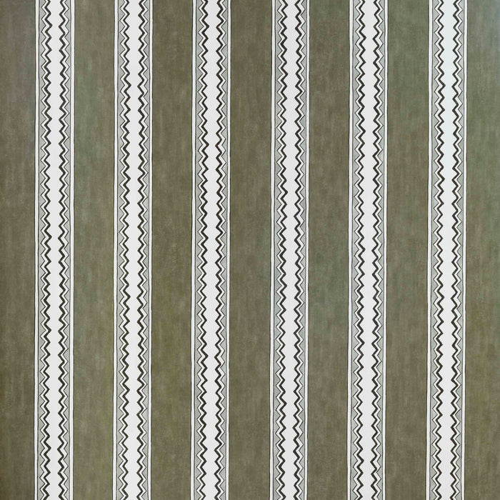 Zig Zag Stripe Moss Wallpaper